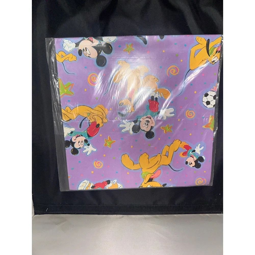 Vintage Disney Mickey Mouse Pluto Gift Wrap 2 Sheets Purple Hallmark Expressions